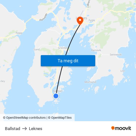 Ballstad to Leknes map