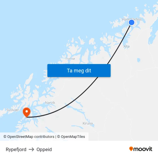 Rypefjord to Oppeid map