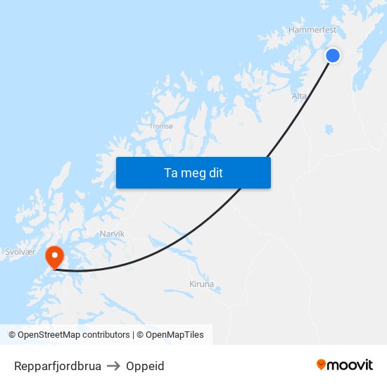 Repparfjordbrua to Oppeid map
