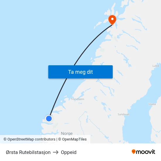 Ørsta Rutebilstasjon to Oppeid map