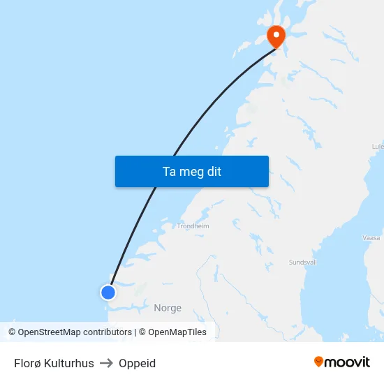 Florø Kulturhus to Oppeid map