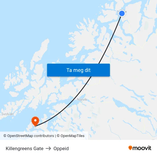 Killengreens Gate to Oppeid map