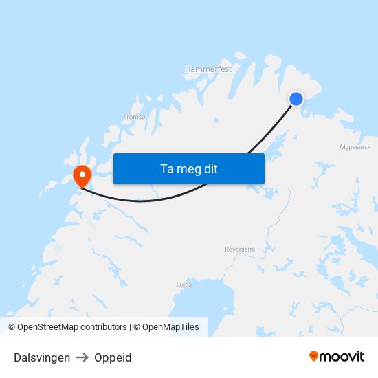 Dalsvingen to Oppeid map