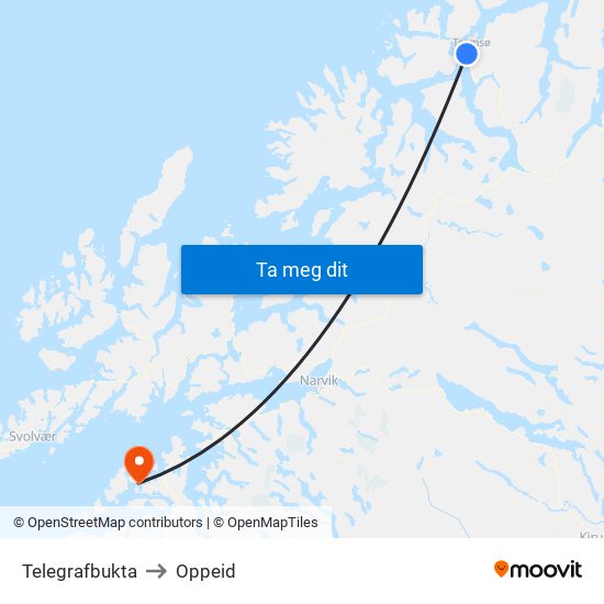 Telegrafbukta to Oppeid map