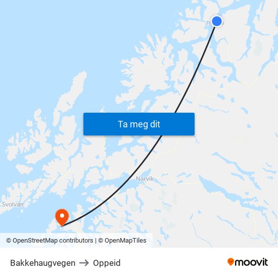 Bakkehaugvegen to Oppeid map