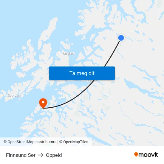 Finnsund Sør to Oppeid map
