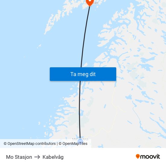 Mo Stasjon to Kabelvåg map
