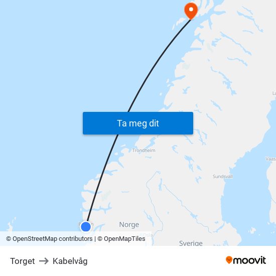Torget to Kabelvåg map