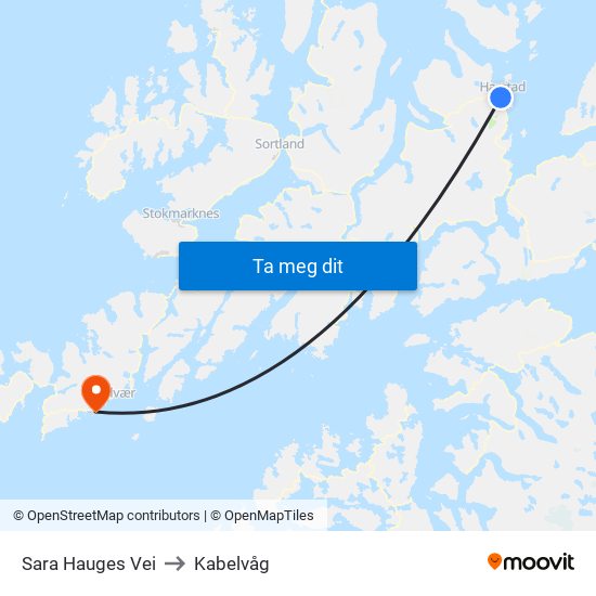 Sara Hauges Vei to Kabelvåg map