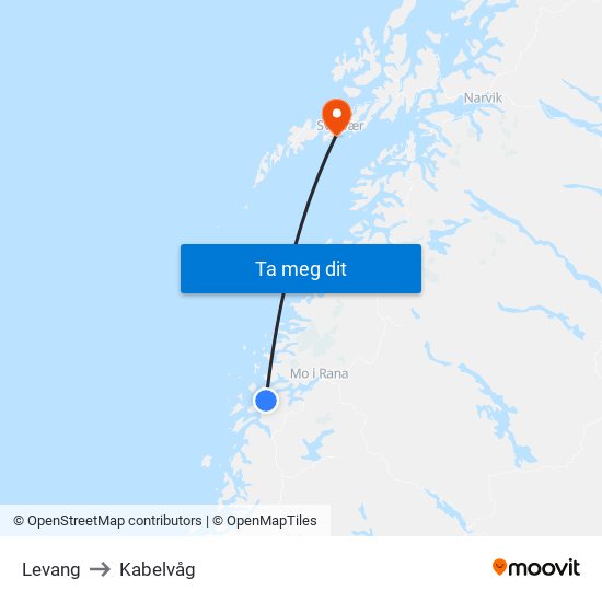 Levang to Kabelvåg map