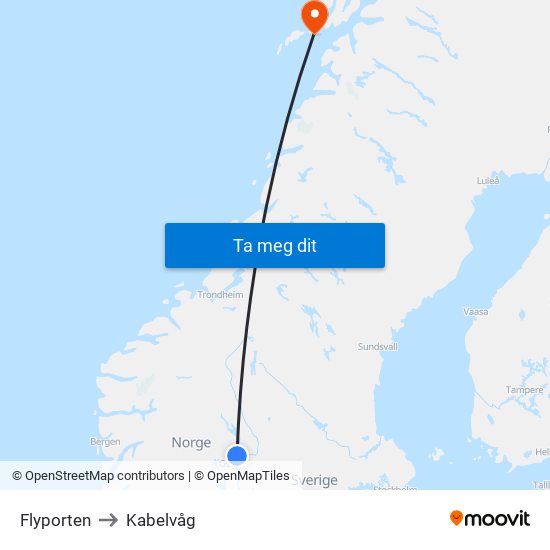 Flyporten to Kabelvåg map