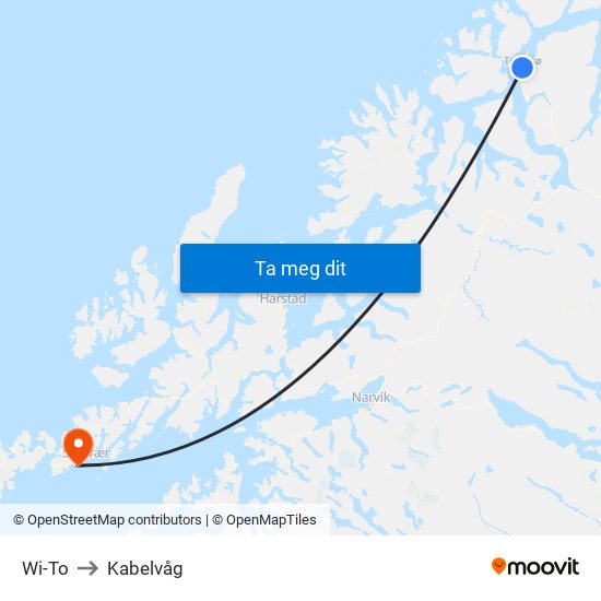 Wi-To to Kabelvåg map