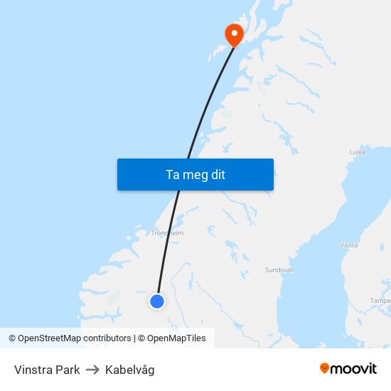 Vinstra Park to Kabelvåg map