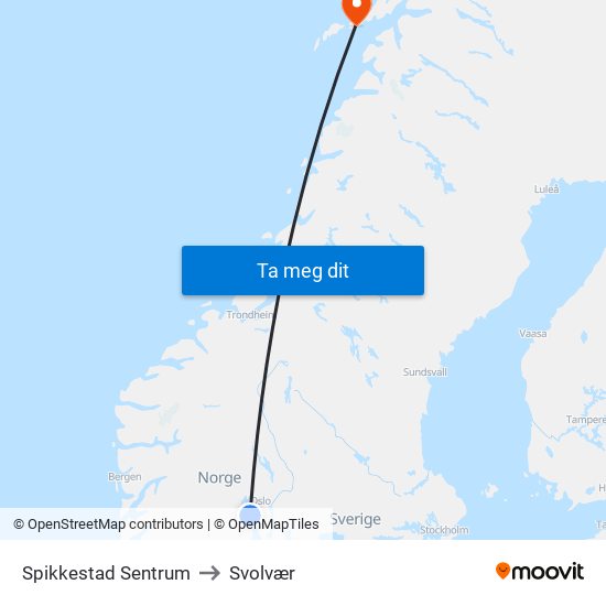 Spikkestad Sentrum to Svolvær map