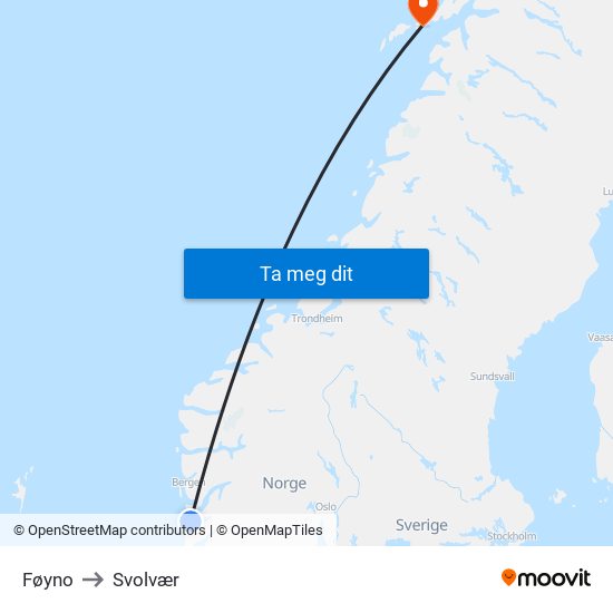 Føyno to Svolvær map
