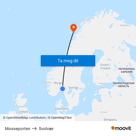 Mosseporten to Svolvær map