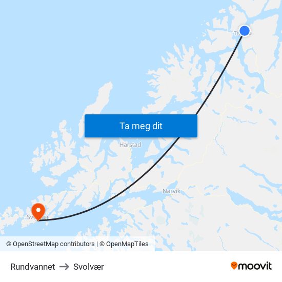 Rundvannet to Svolvær map