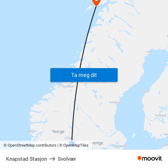 Knapstad Stasjon to Svolvær map