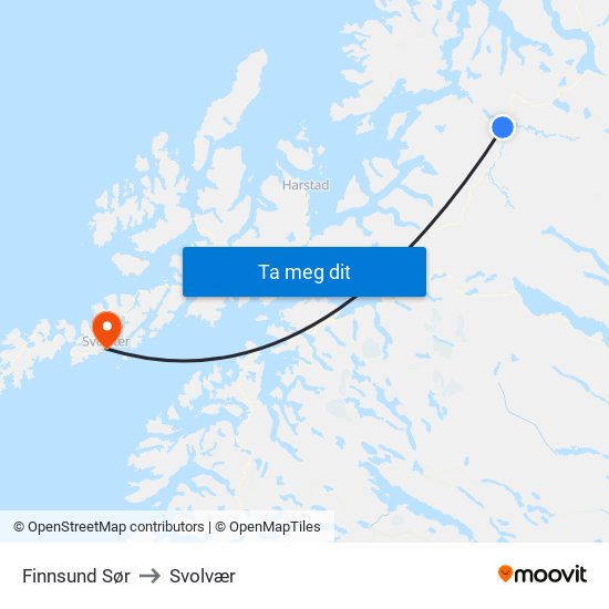 Finnsund Sør to Svolvær map