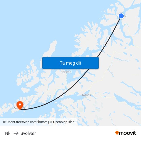 Nkl to Svolvær map