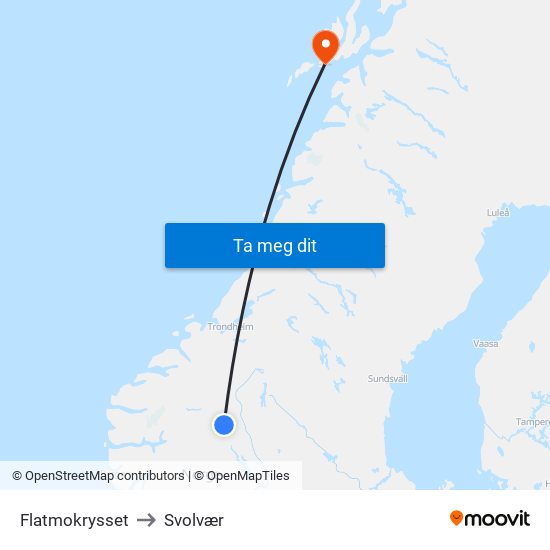 Flatmokrysset to Svolvær map