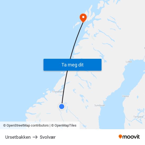 Ursetbakken to Svolvær map