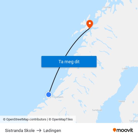 Sistranda Skole to Lødingen map