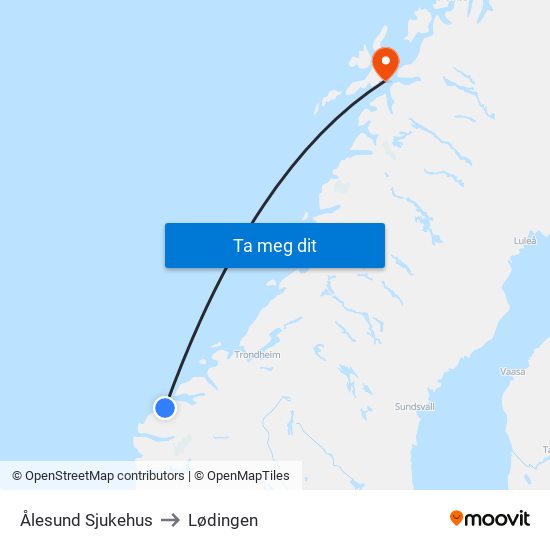 Ålesund Sjukehus to Lødingen map