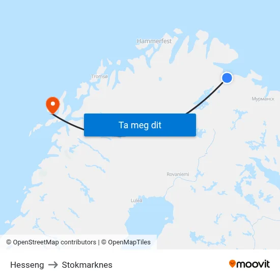 Hesseng to Stokmarknes map