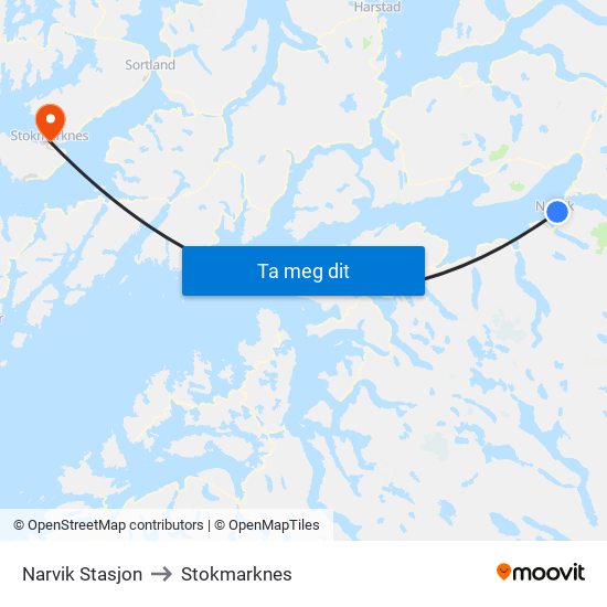 Narvik Stasjon to Stokmarknes map