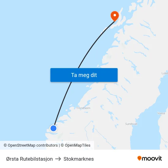 Ørsta Rutebilstasjon to Stokmarknes map
