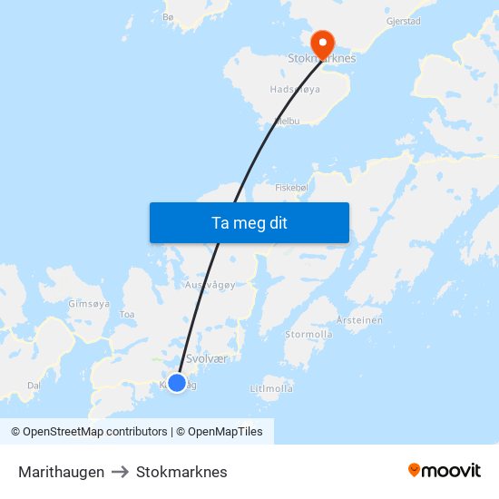 Marithaugen to Stokmarknes map