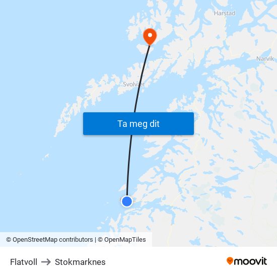 Flatvoll to Stokmarknes map