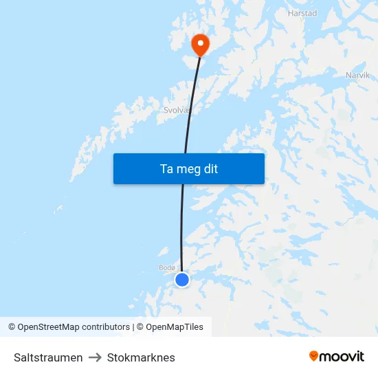 Saltstraumen to Stokmarknes map