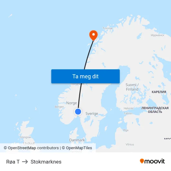 Røa T to Stokmarknes map