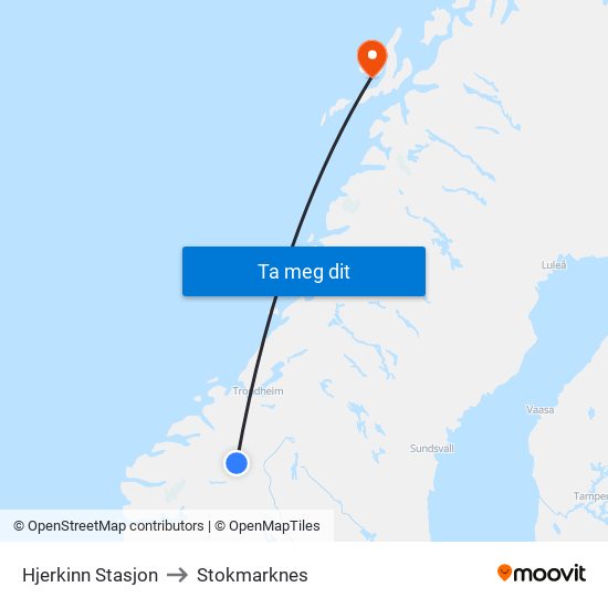 Hjerkinn Stasjon to Stokmarknes map