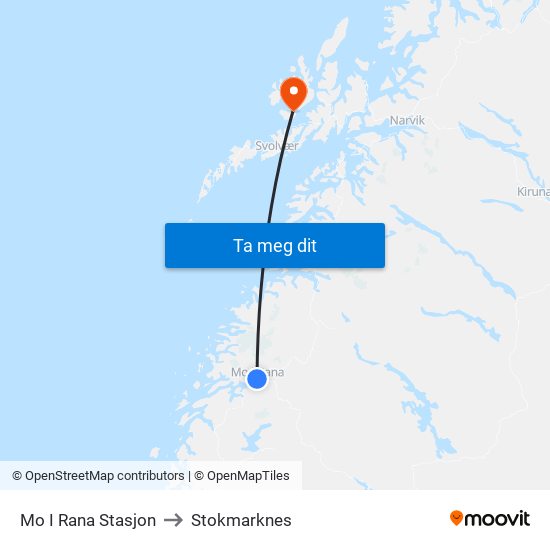 Mo I Rana Stasjon to Stokmarknes map