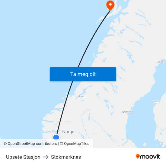 Upsete Stasjon to Stokmarknes map