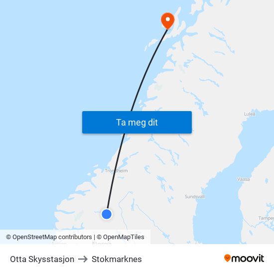 Otta Skysstasjon to Stokmarknes map