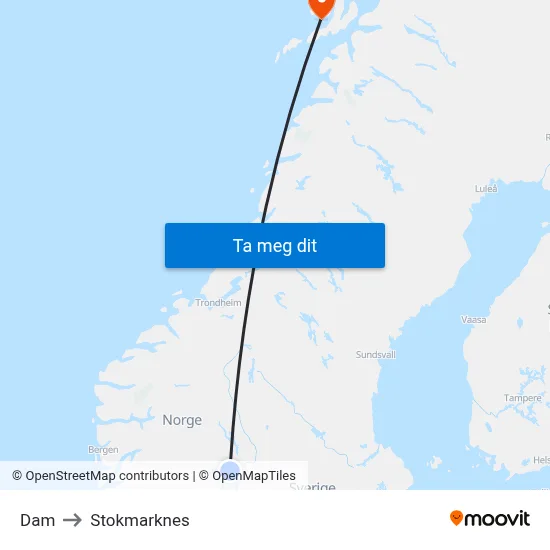 Dam to Stokmarknes map