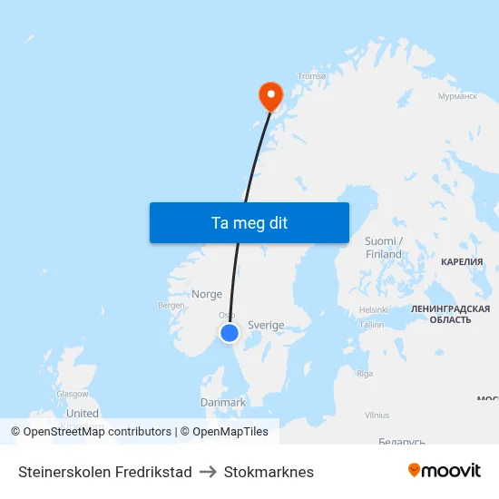 Steinerskolen Fredrikstad to Stokmarknes map