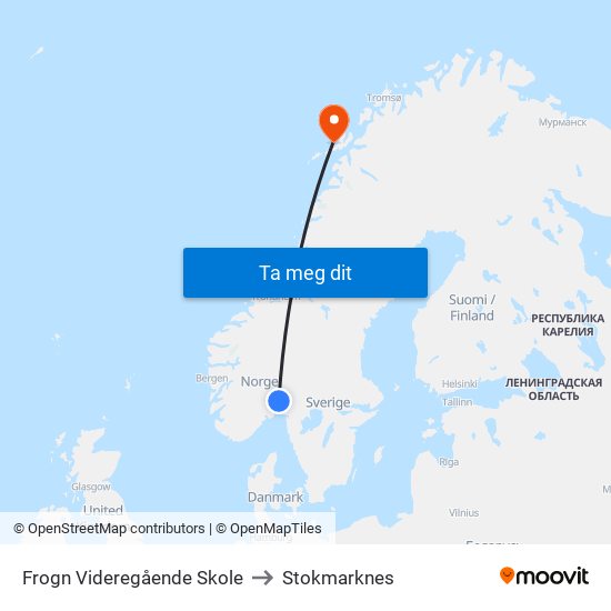 Frogn Videregående Skole to Stokmarknes map