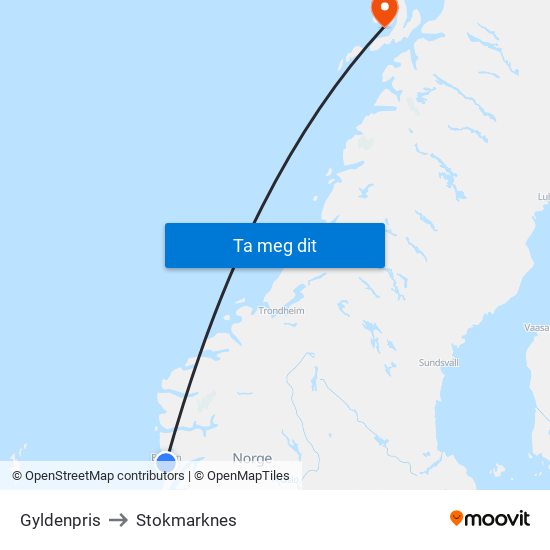 Gyldenpris to Stokmarknes map