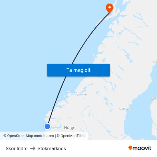 Skor Indre to Stokmarknes map