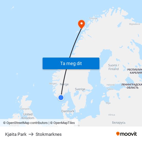 Kjøita Park to Stokmarknes map