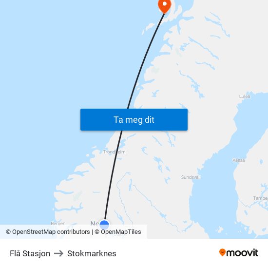 Flå Stasjon to Stokmarknes map