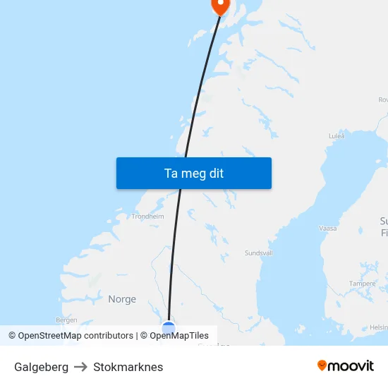 Galgeberg to Stokmarknes map