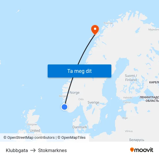 Klubbgata to Stokmarknes map