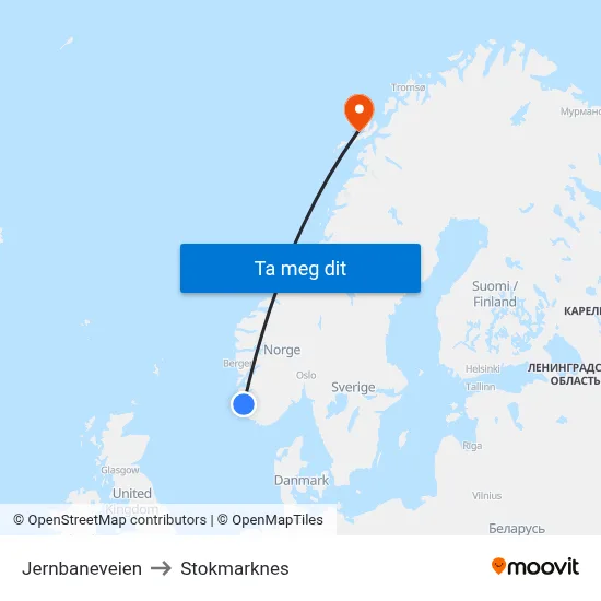 Jernbaneveien to Stokmarknes map