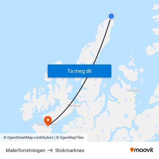 Malerforretningen to Stokmarknes map